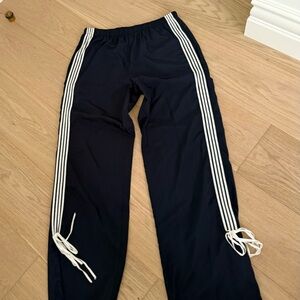 Edikted Black Track Pants with White Stripes